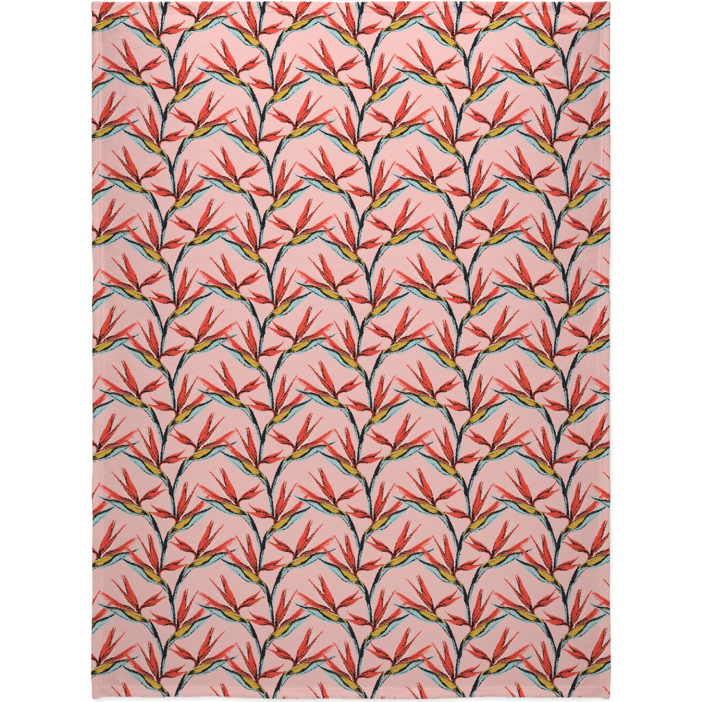 Bird of Paradise Blanket, Sherpa, 60x80, Pink