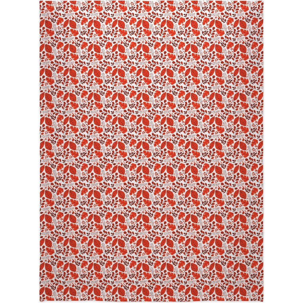 Red Leaves Blanket, Sherpa, 60x80, Red