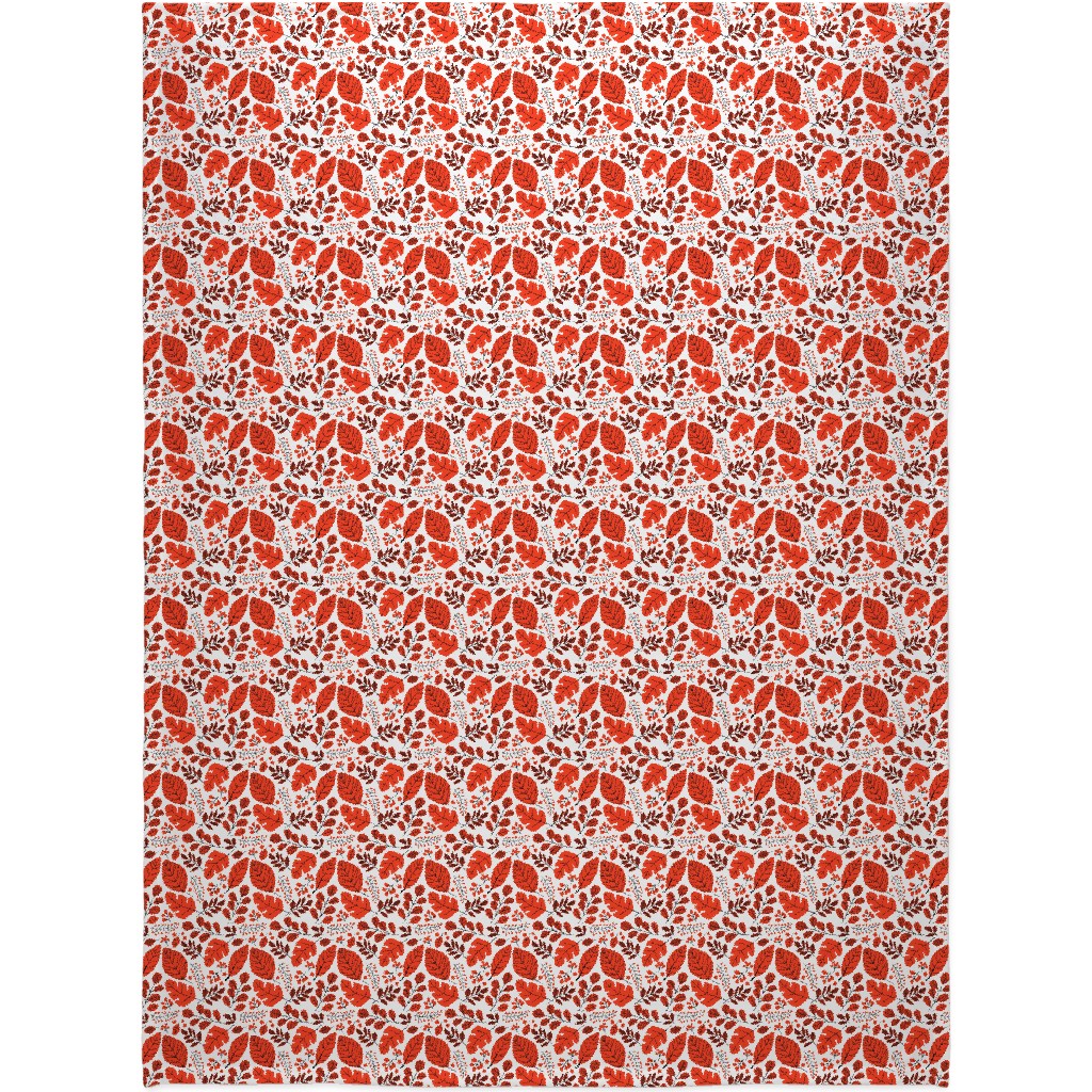 Red Leaves Blanket, Sherpa, 60x80, Red, Red