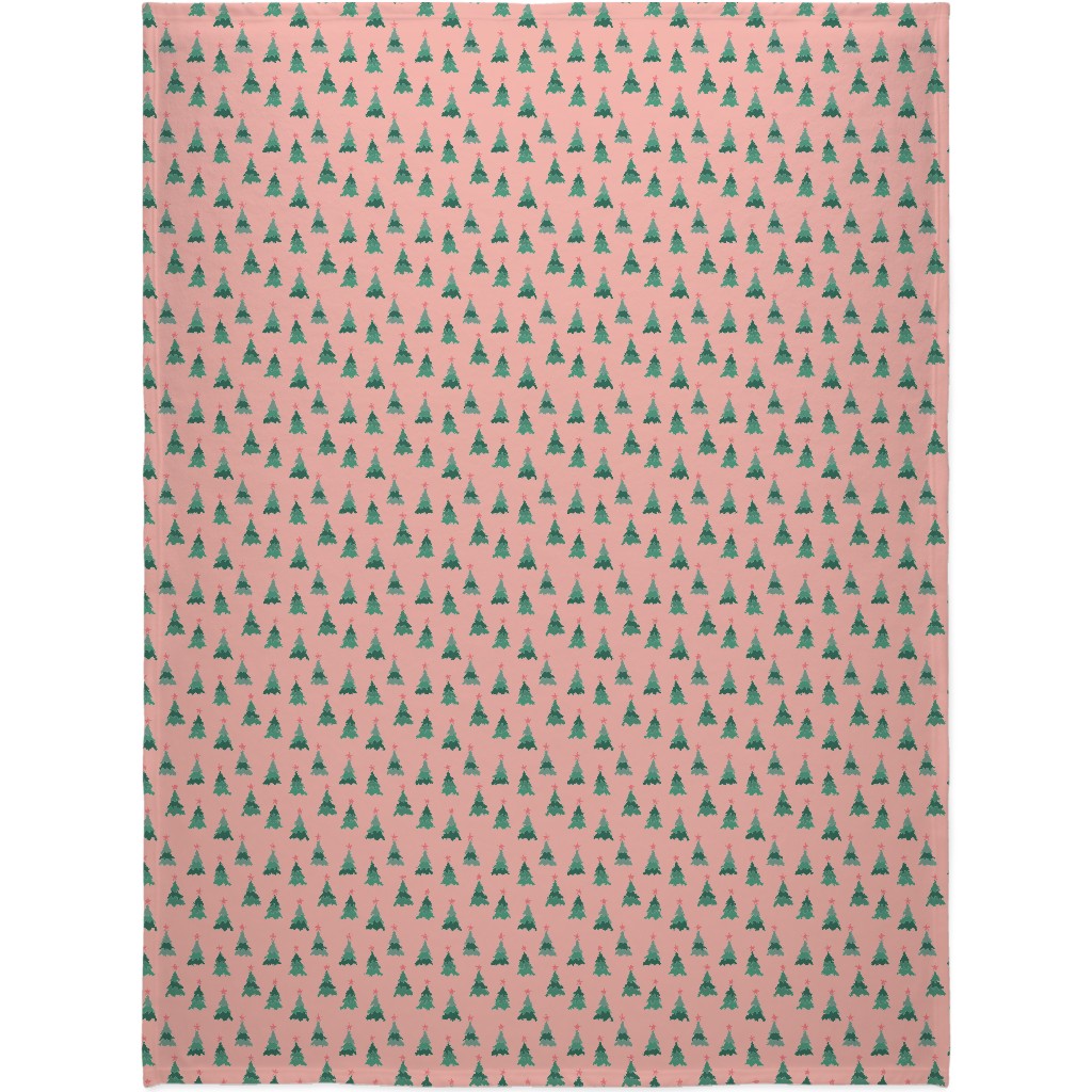 Modern Christmas Trees Blanket, Sherpa, 60x80, Pink