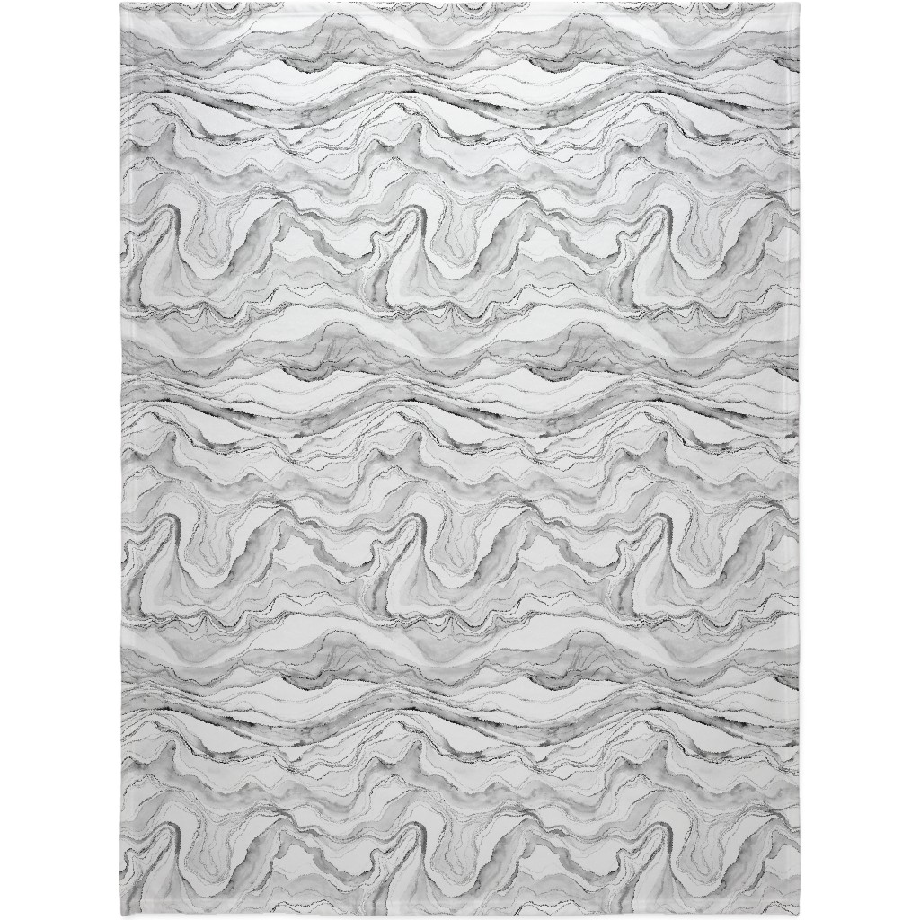 Watercolor Marble Blanket, Sherpa, 60x80, Gray, Silver Lining