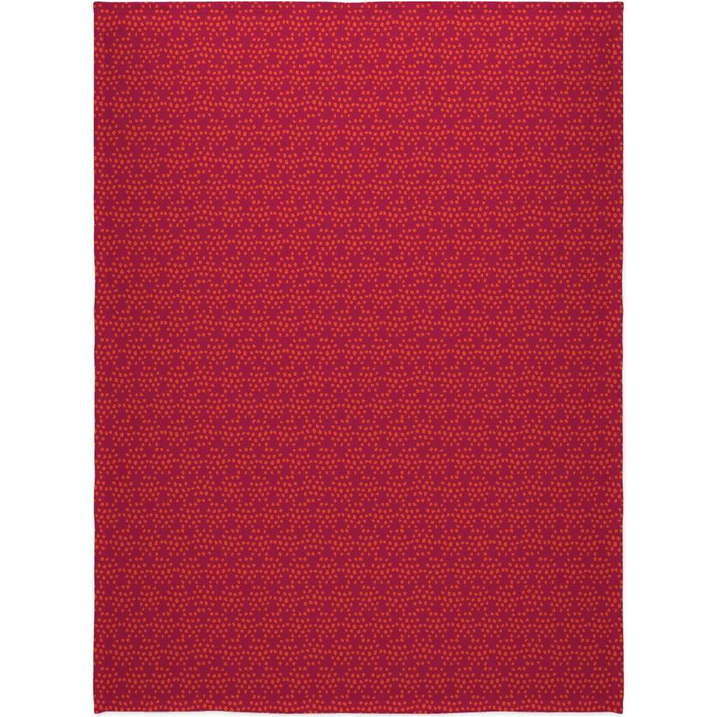 Hexagon Dots - Red and Orange Blanket, Sherpa, 60x80, Red, Red