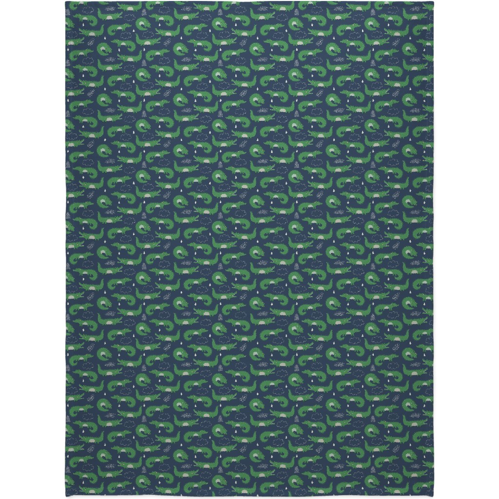 Cute Alligators - Green Blanket, Sherpa, 60x80, Green