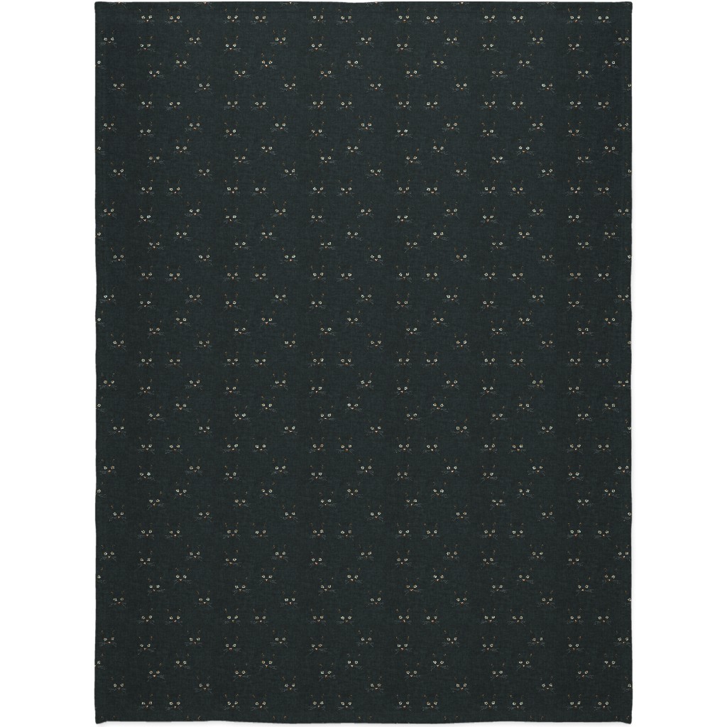 Cat Face - Black Blanket, Sherpa, 60x80, Black