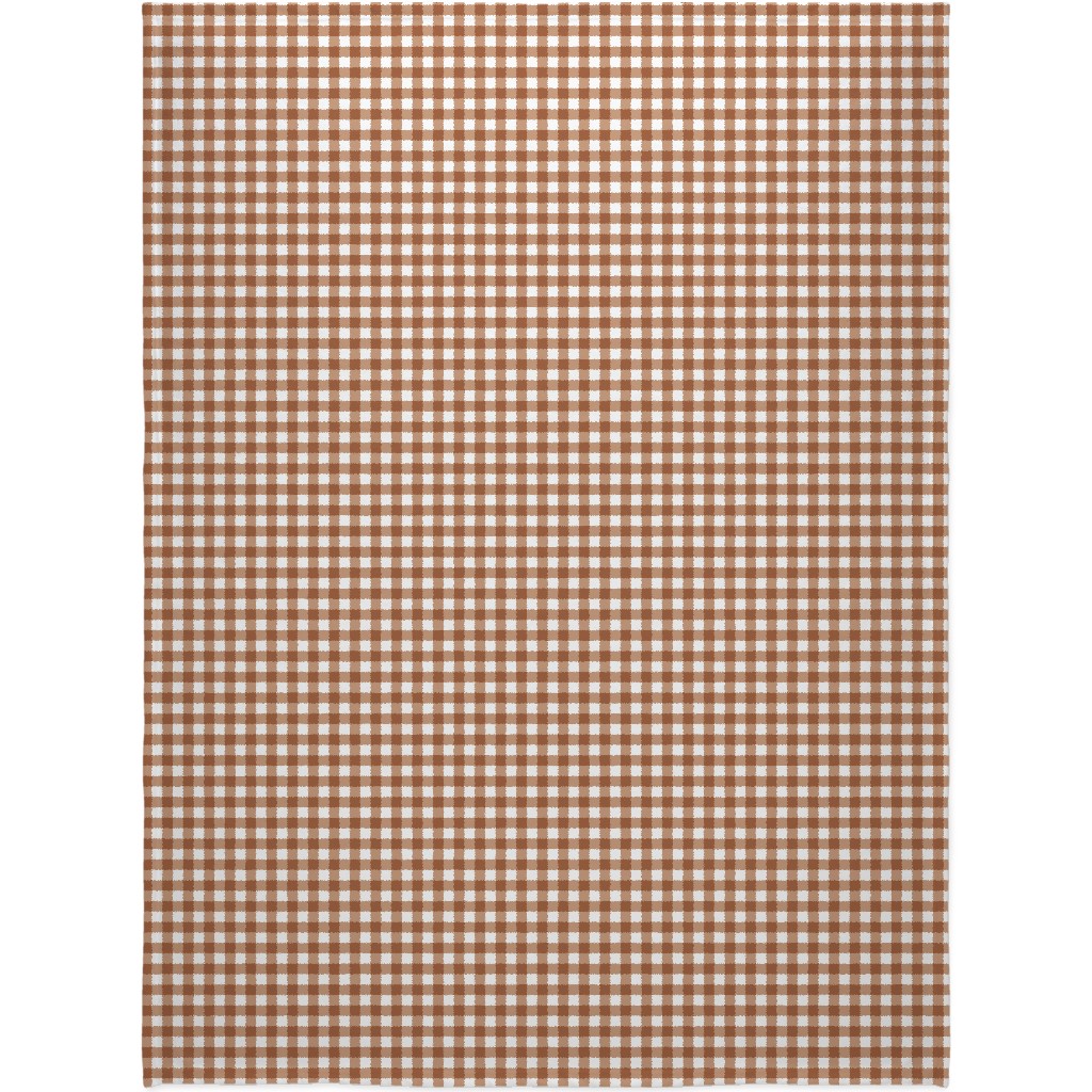 Gingham Plaid Check Blanket, Sherpa, 60x80, Brown, Toast