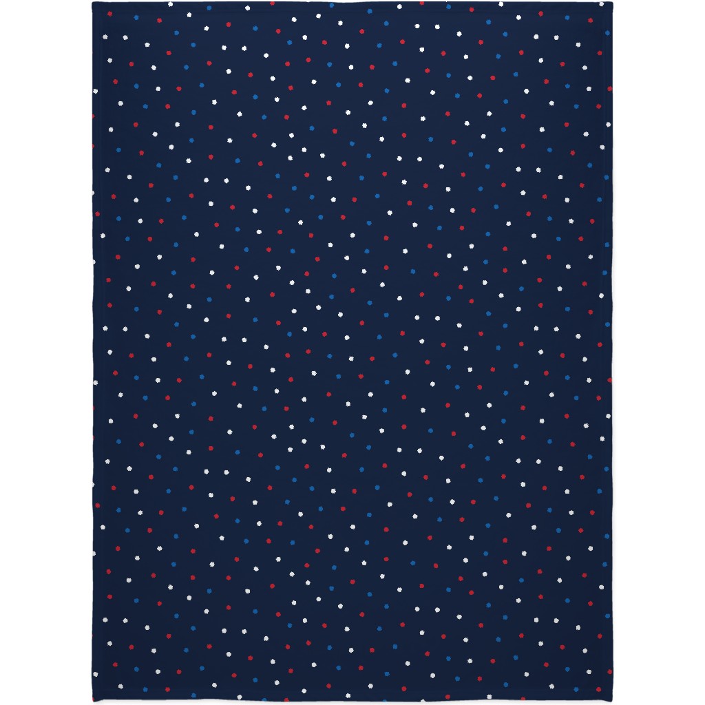 Mixed Polka Dots - Red White and Royal on Navy Blue Blanket, Sherpa, 60x80, Blue, True Blue