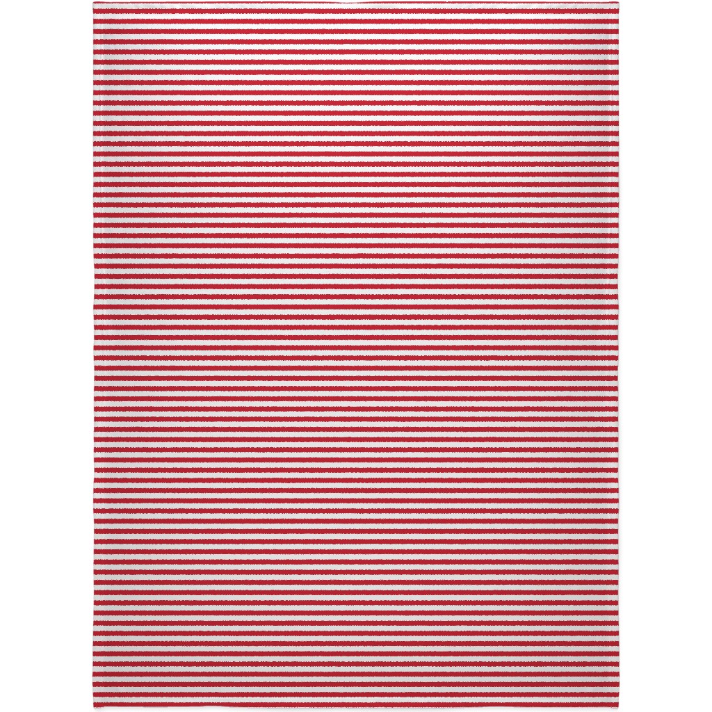 Stripes - Red and White Blanket, Sherpa, 60x80, Red, Red