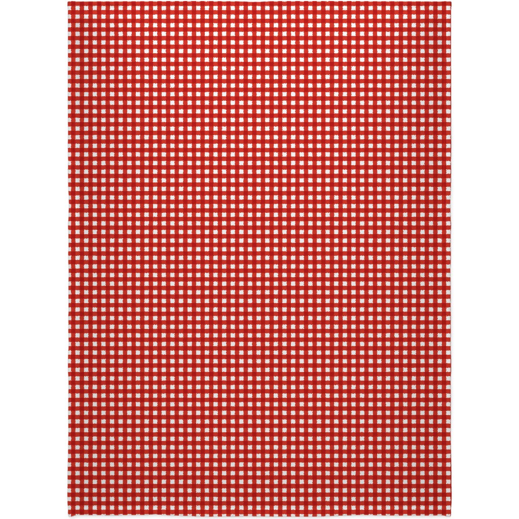 Gingham Plaid Check Blanket, Sherpa, 60x80, Red, Red