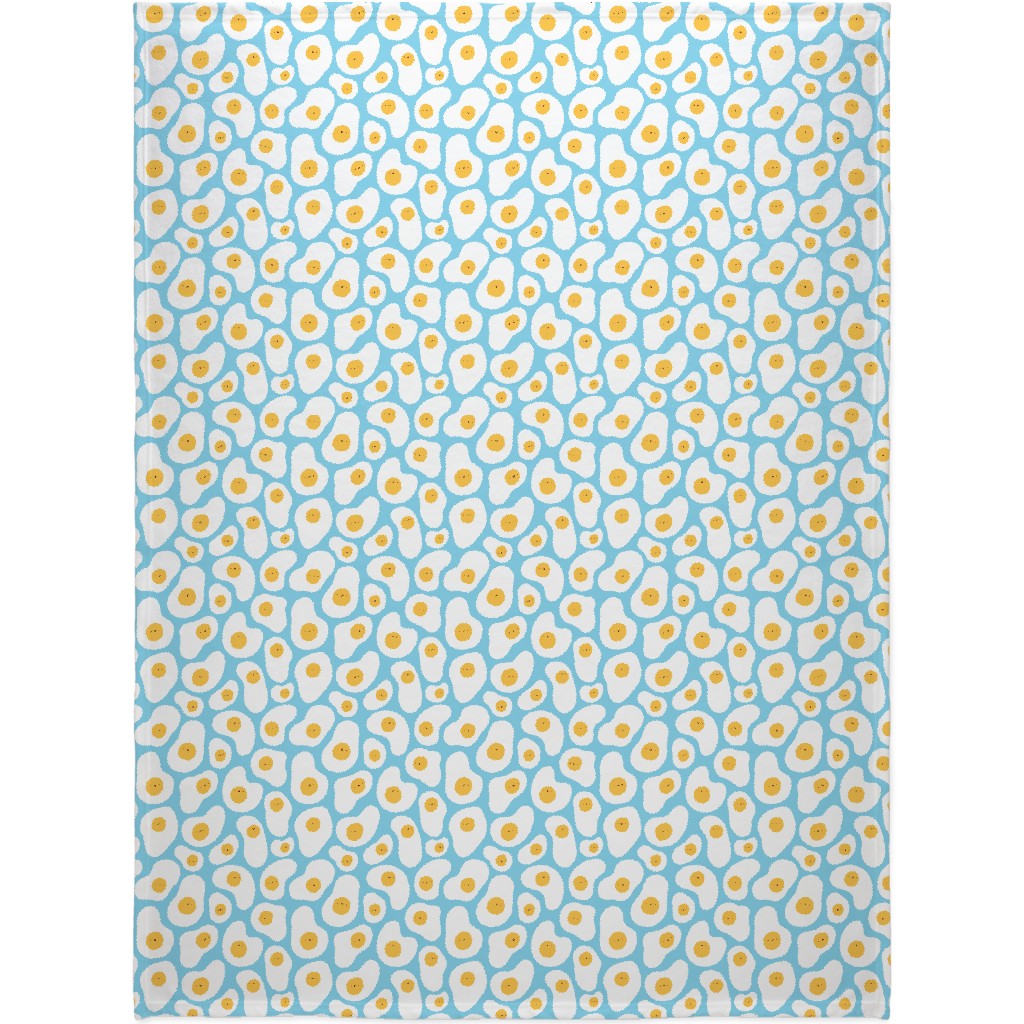 Cute Fried Eggs - Blue Blanket, Sherpa, 60x80, Blue, True Blue