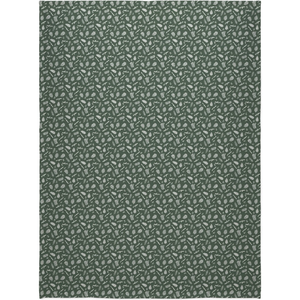 Pinecones - Hunter Green Blanket, Sherpa, 60x80, Green