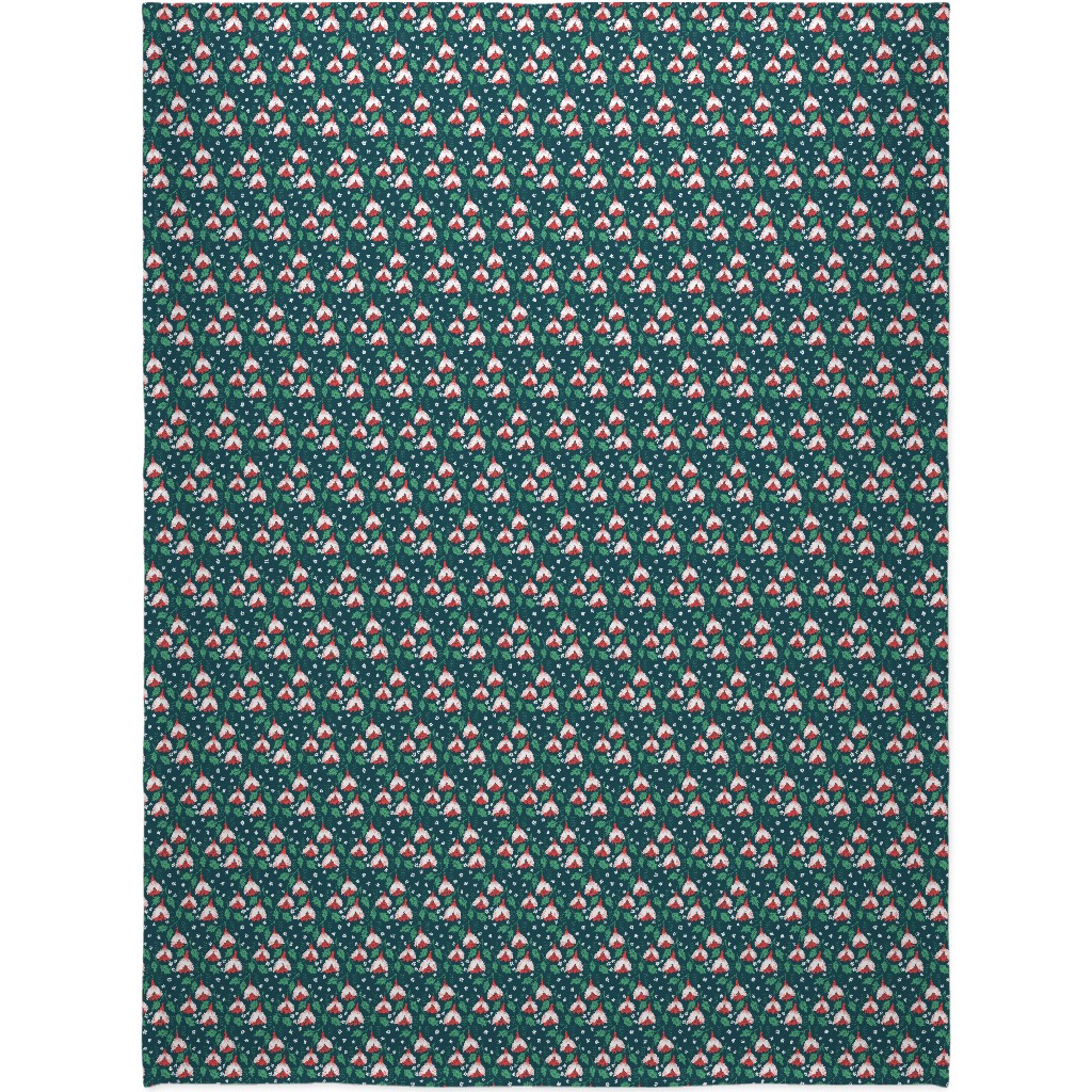 Christmas Flowers Blanket, Sherpa, 60x80, Green