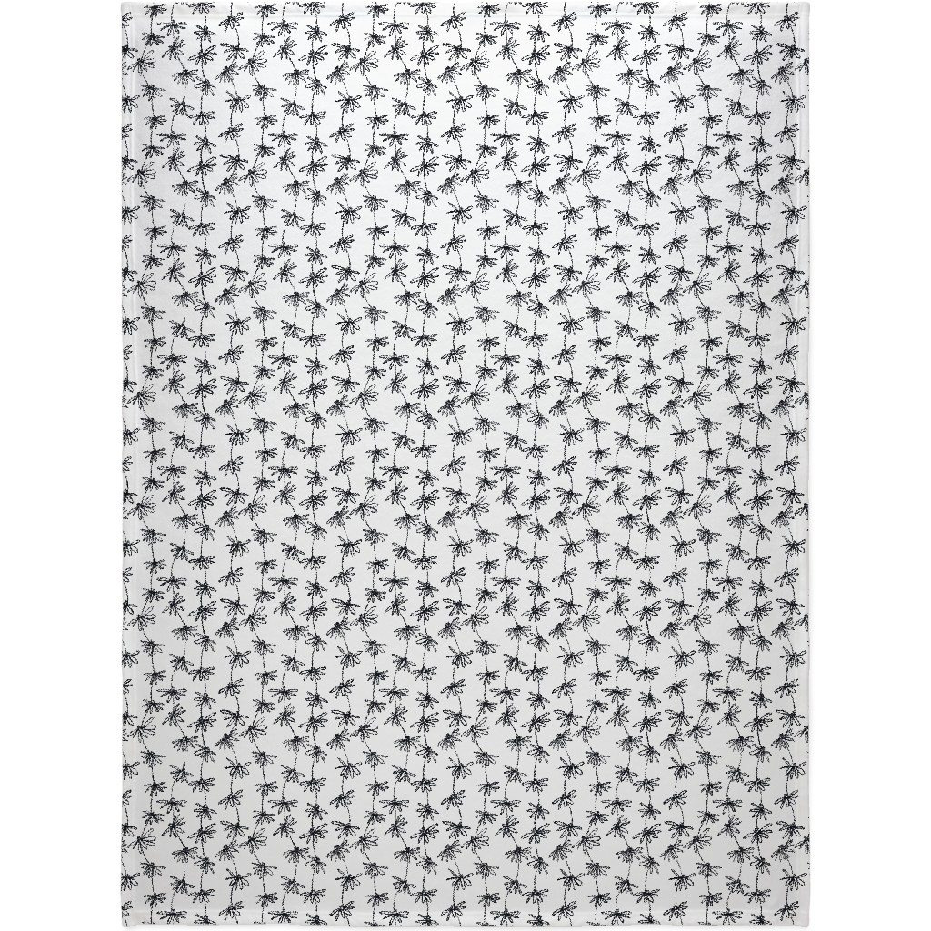 Daisy Chain - Black and White Blanket, Sherpa, 60x80, White