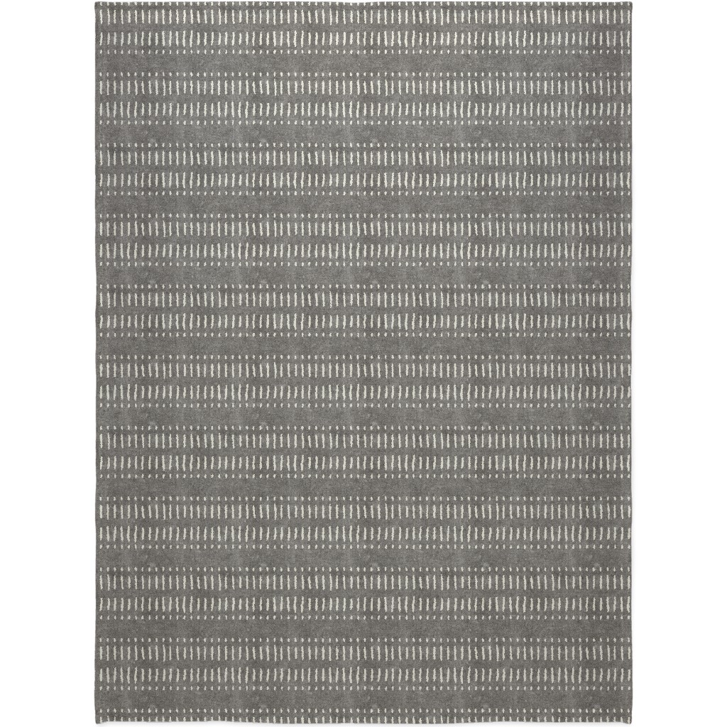 Dash Dot Stripes Blanket, Sherpa, 60x80, Gray, Warm Gray