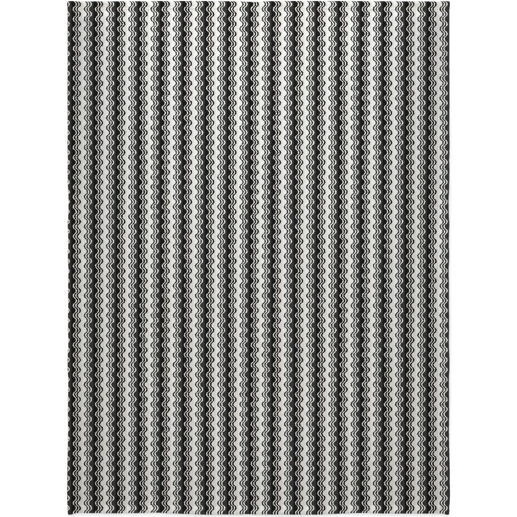 Sea Shell Waves - Grey Blanket, Sherpa, 60x80, Black