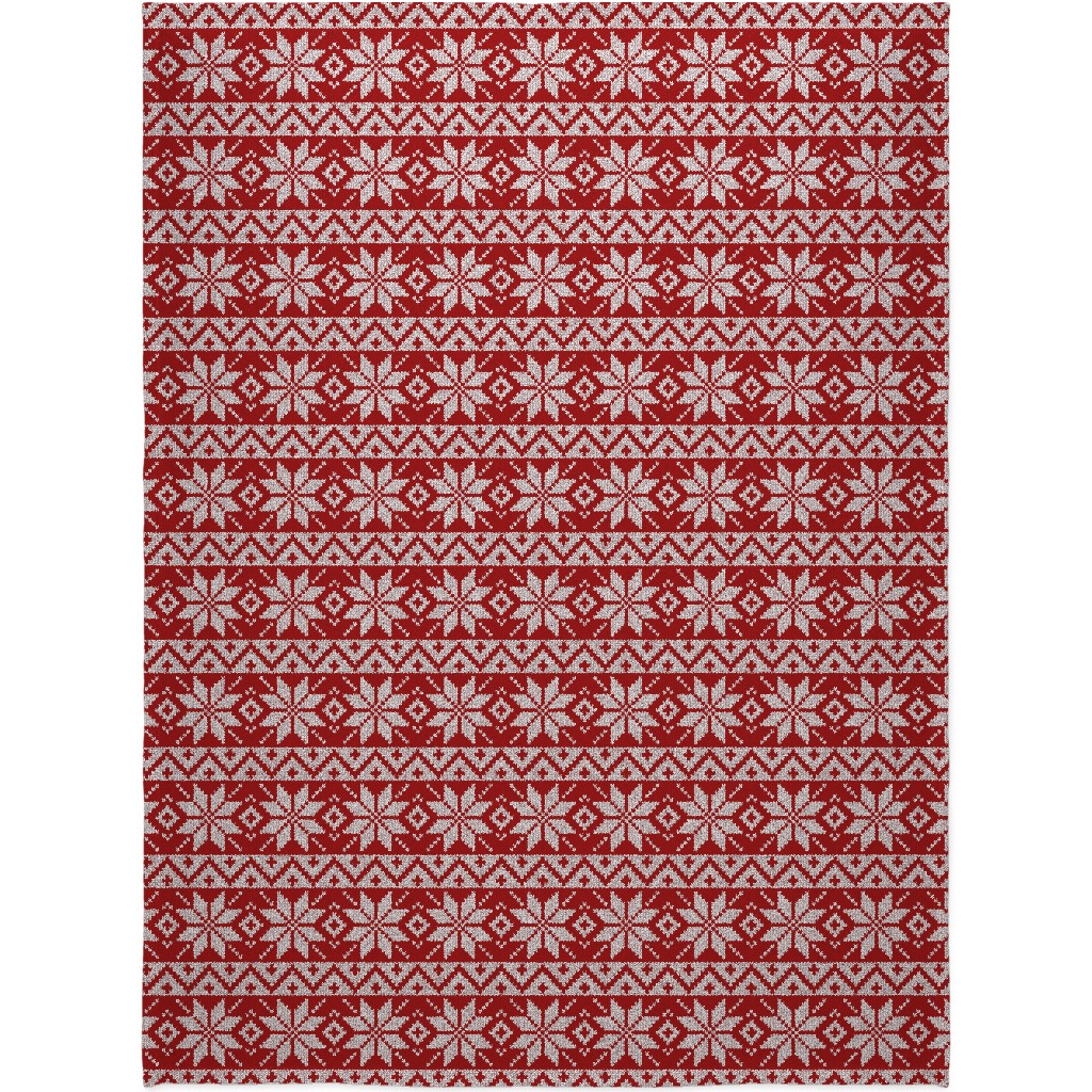 Christmas Knit - Red Blanket, Sherpa, 60x80, Red, Red