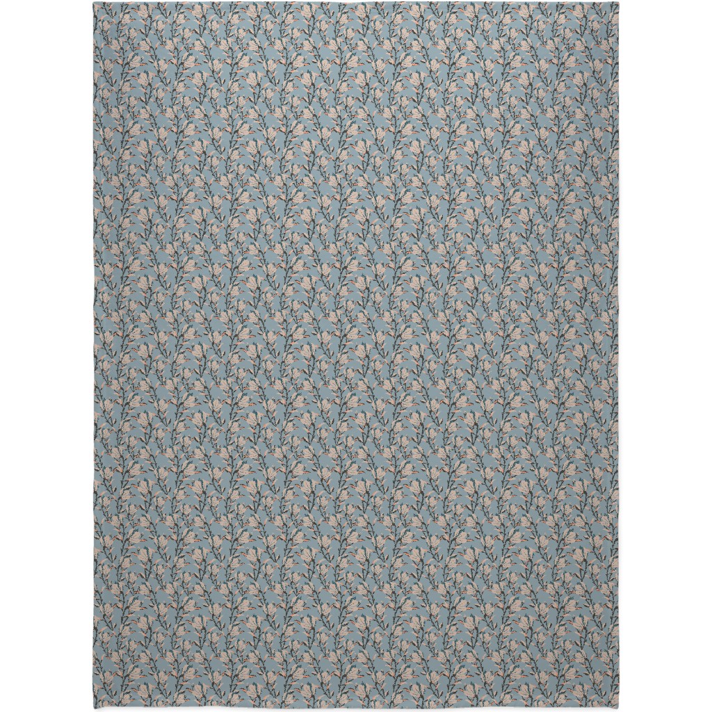Magnolia -Dusty Blue Blanket, Sherpa, 60x80, Blue, True Blue