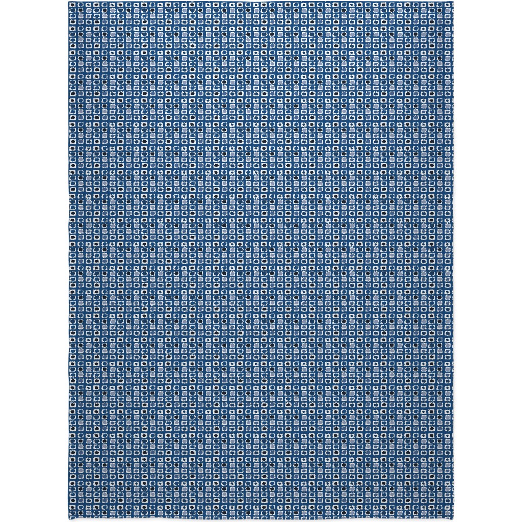 Little White Rectangles - Classic Blue Blanket, Sherpa, 60x80, Blue, True Blue