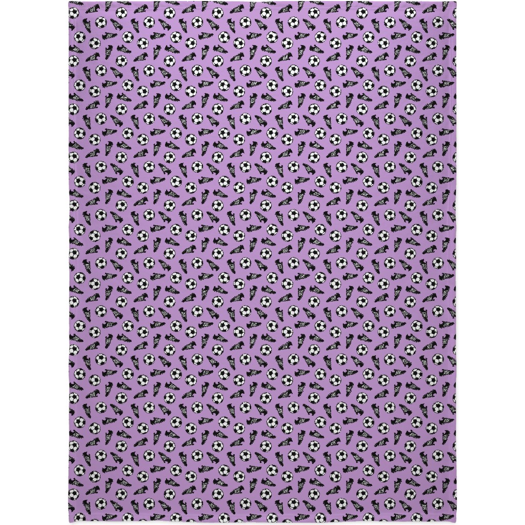 Soccer Balls and Cleats Blanket, Sherpa, 60x80, Purple
