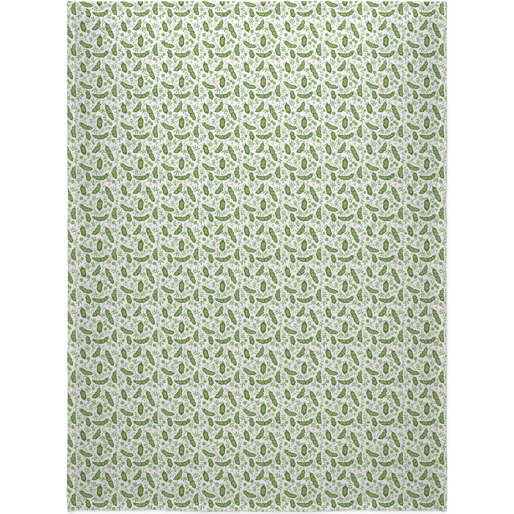 Cute Peas - Green Blanket, Sherpa, 60x80, Green