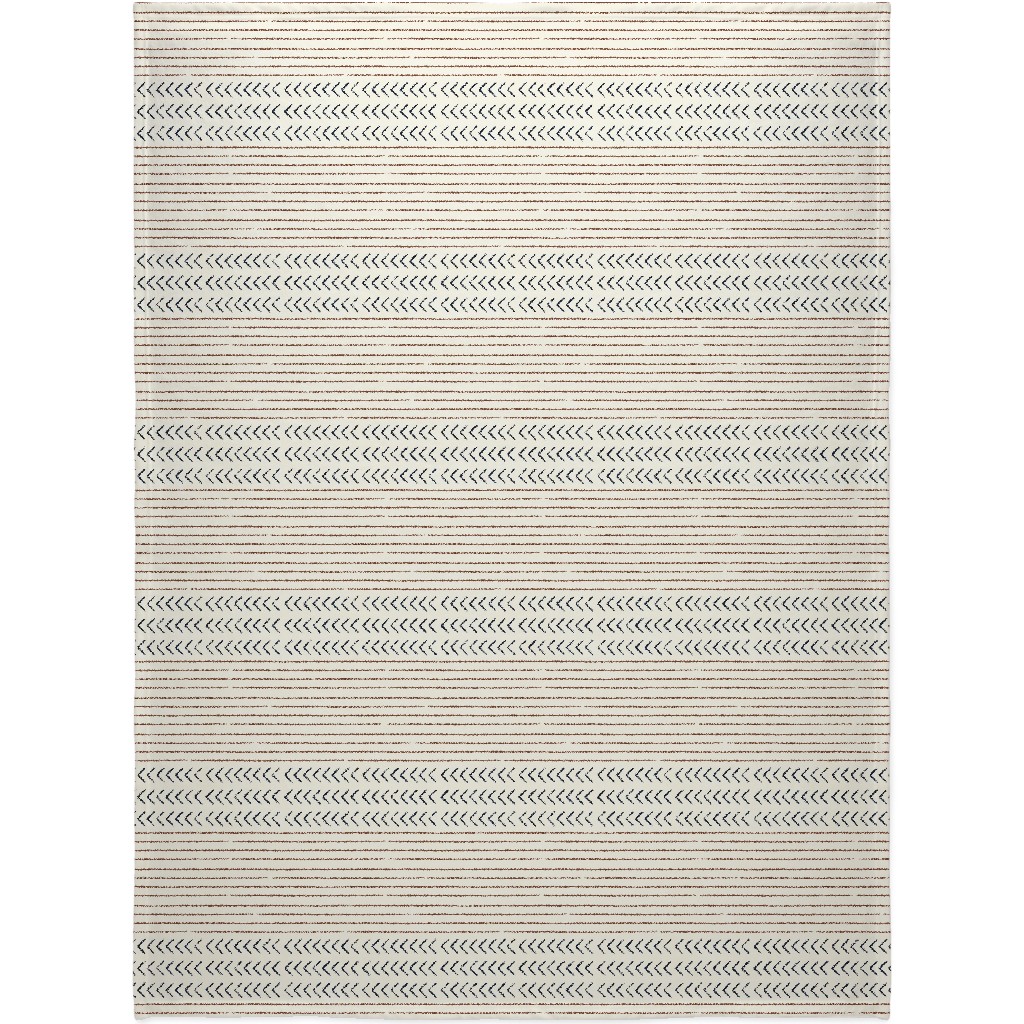 Arrow Stripes Mud Cloth Modern Blanket, Sherpa, 60x80, Beige, Antique White