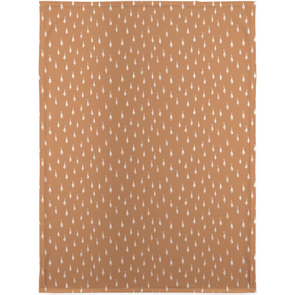 Christmas Trees on Pine Needle Blanket, Fleece, 30x40, Orange, Pueblo