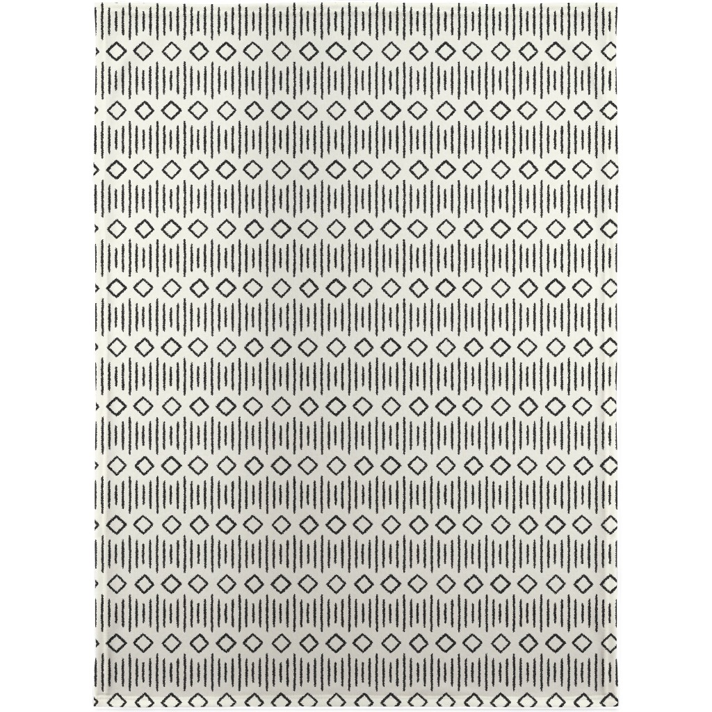Diamond Fall - Mud Cloth - Onyx on Bone - Mudcloth Farmhouse Tribal - Lad19bs Blanket, Fleece, 30x40, Beige
