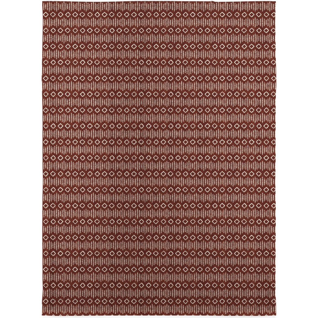 Diamond Fall Mud Cloth - Rust Blanket, Fleece, 30x40, Red, Red