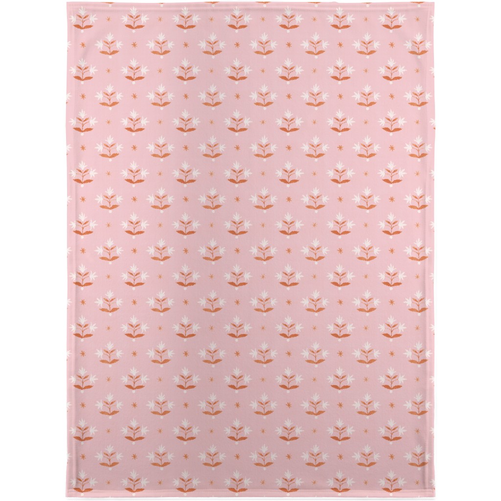 Thistle Stars - Pink and Orange Blanket, Fleece, 30x40, Pink