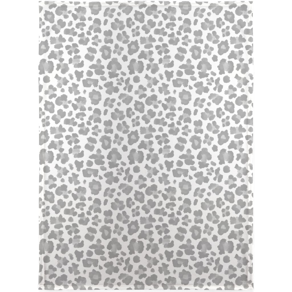 Light Grey Leopard Print Blanket, Fleece, 30x40, Gray