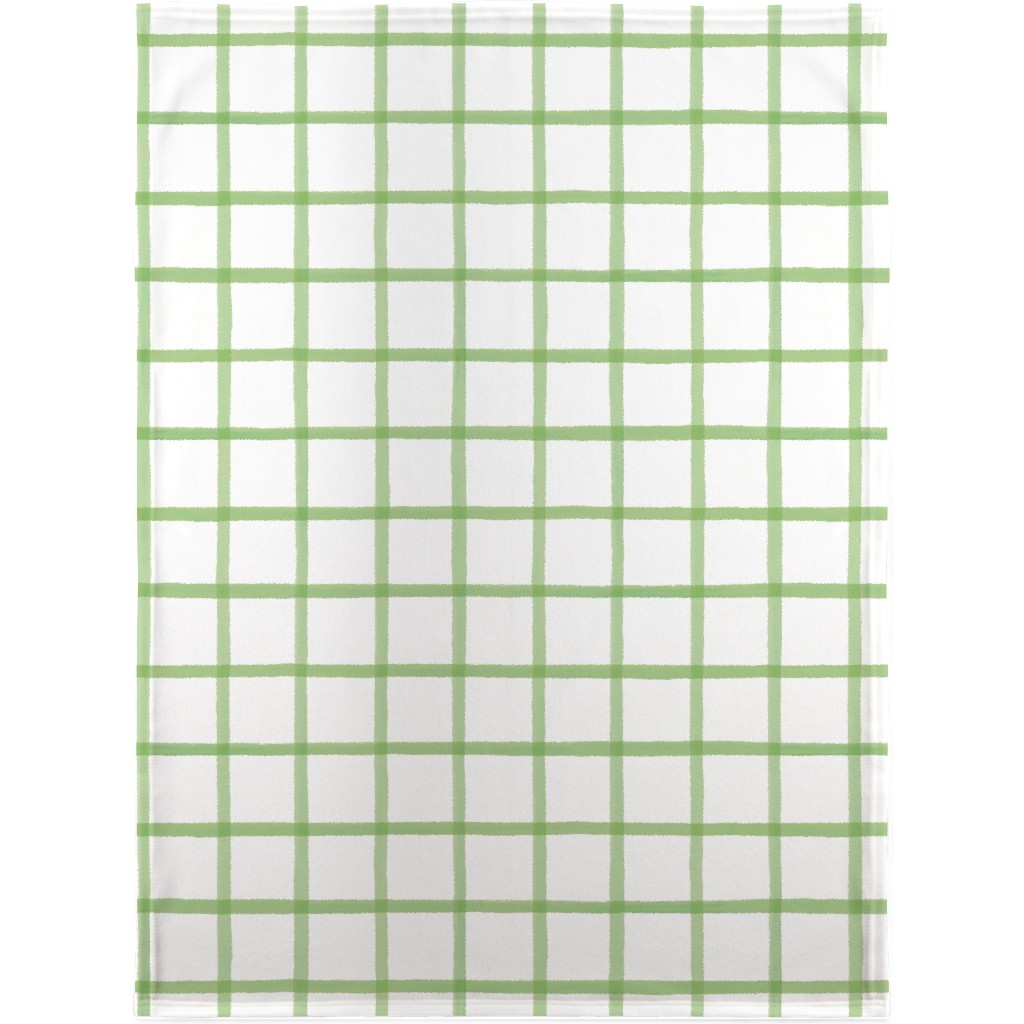 Window Pane Plaid Blanket, Fleece, 30x40, Green, Green