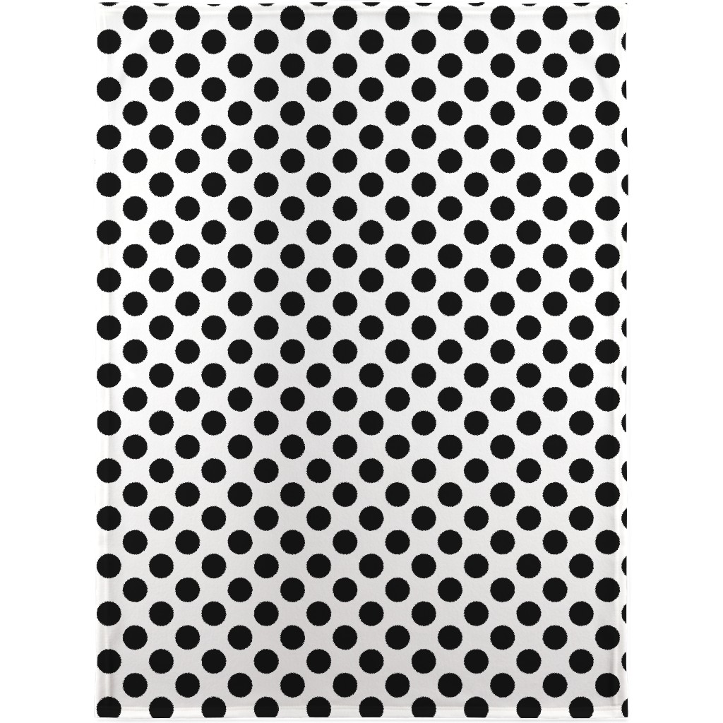 Polka Dot - Black and White Blanket, Fleece, 30x40, Black
