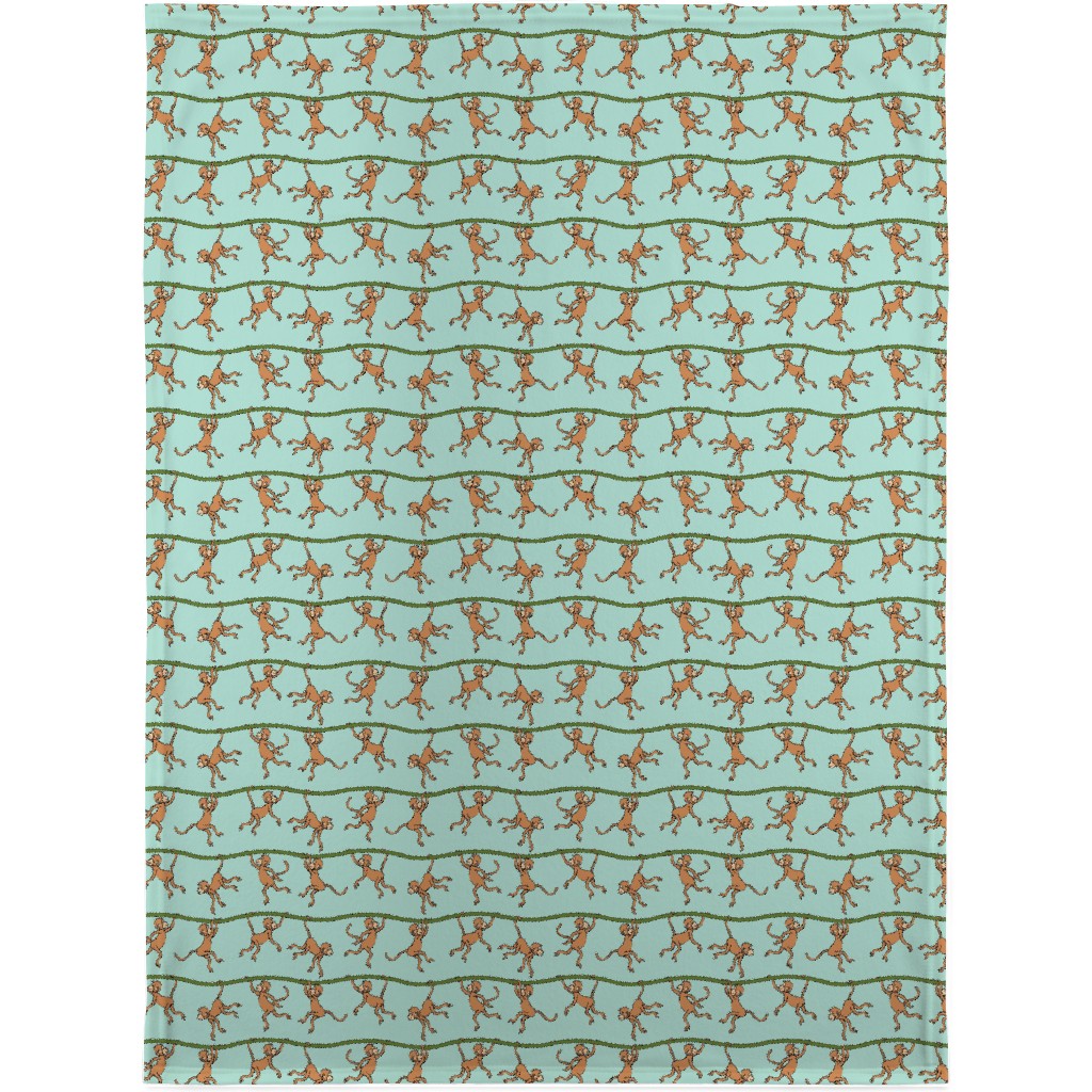 Swinging Monkeys Blanket, Fleece, 30x40, Green, Reef