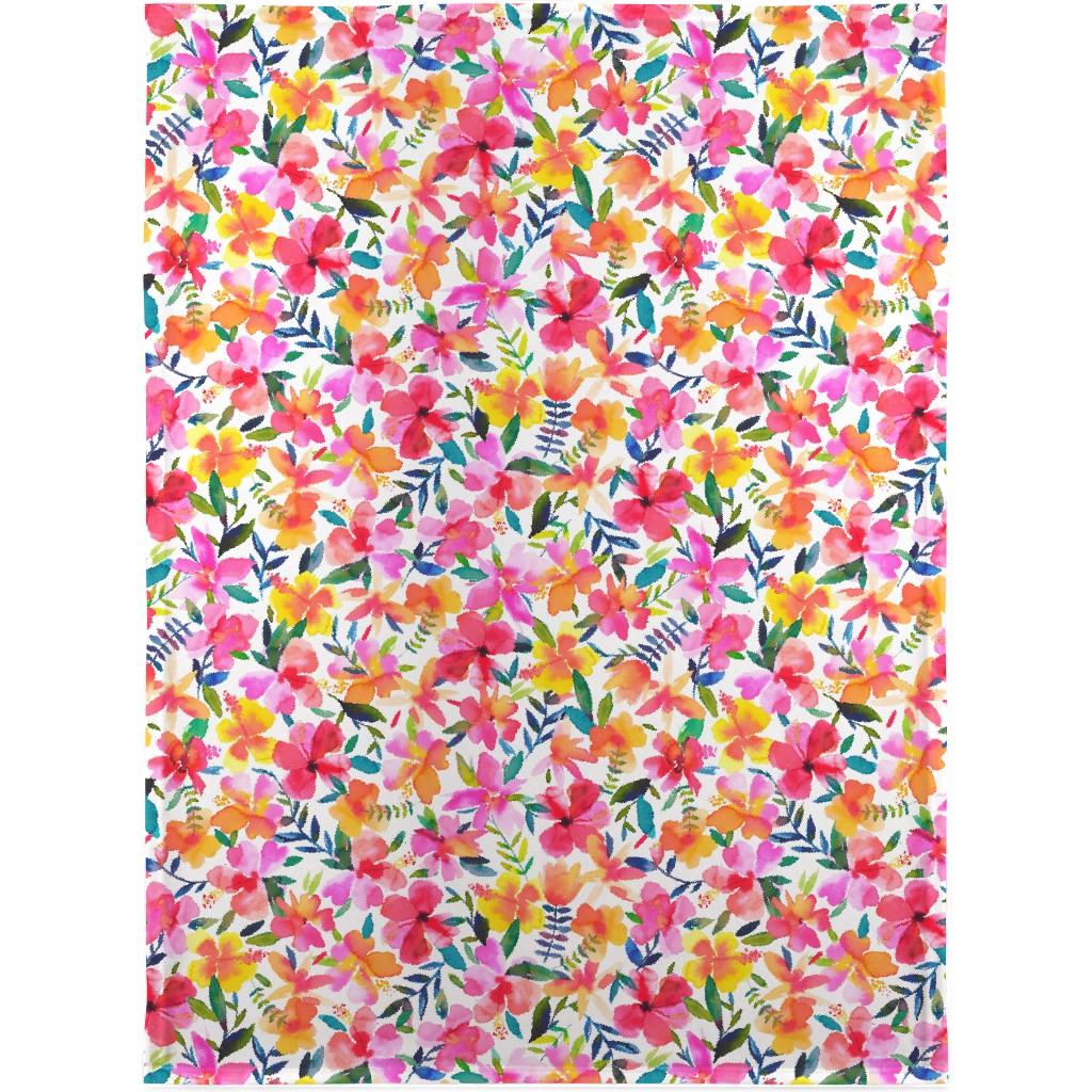 Hibiscus Floral - Multi Blanket, Fleece, 30x40, Multicolor