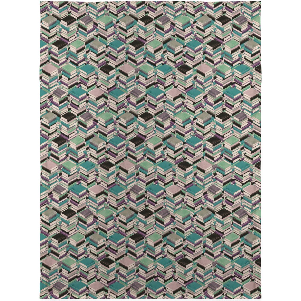 Book Stacks Blanket, Fleece, 30x40, Green, Jewel