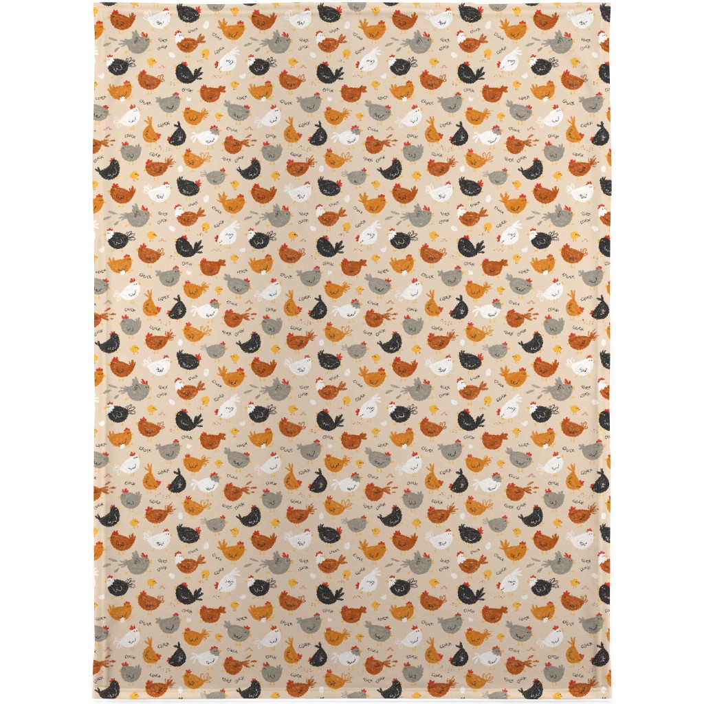 Hens - Brown Blanket, Fleece, 30x40, Beige, Pearl