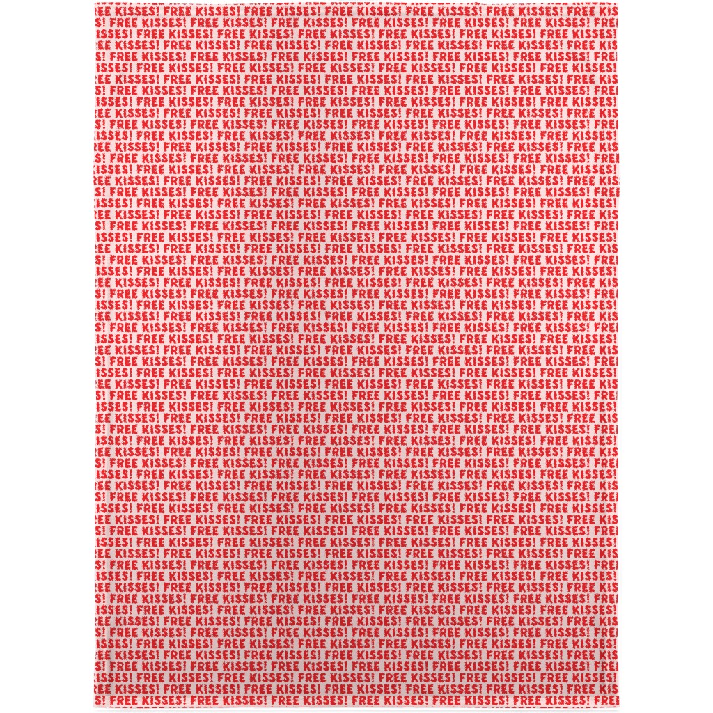 Free Kisses! - Red on Pink Blanket, Fleece, 30x40, Red, Red