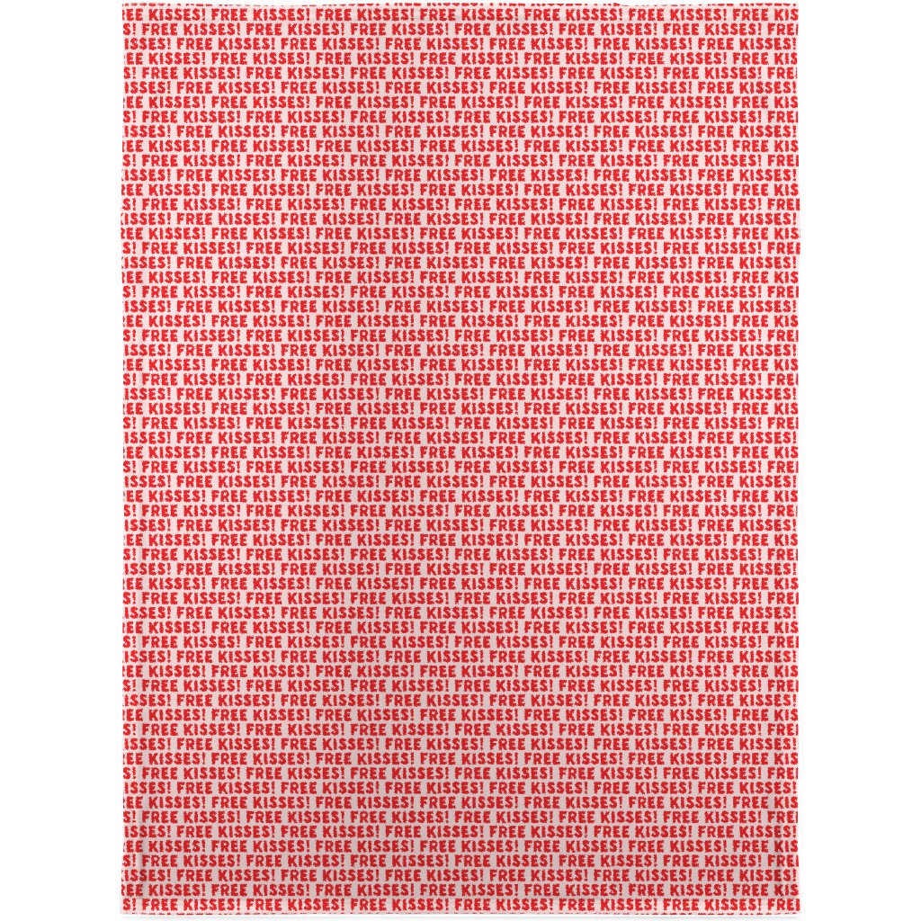 Free Kisses! - Red on Pink Blanket, Fleece, 30x40, Red