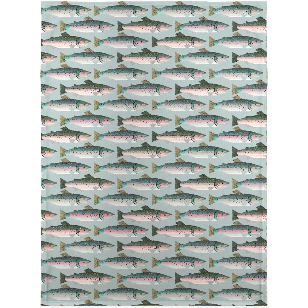 Trout Fishing Blanket, Fleece, 30x40, Multicolor, Desert Green