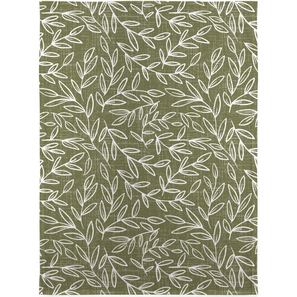 Refined Olive Leaves - Green Blanket, Fleece, 30x40, Green