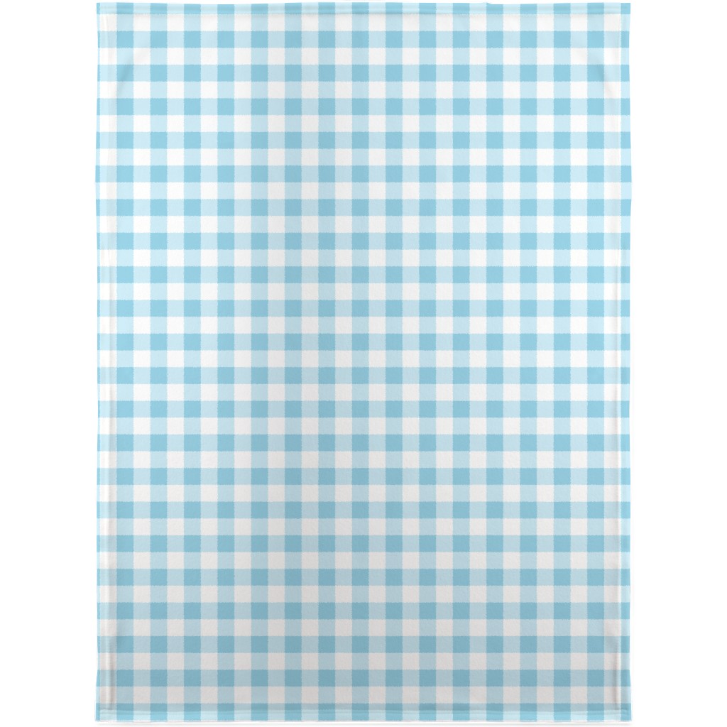 Gingham Checks Blanket, Fleece, 30x40, Blue, Rain