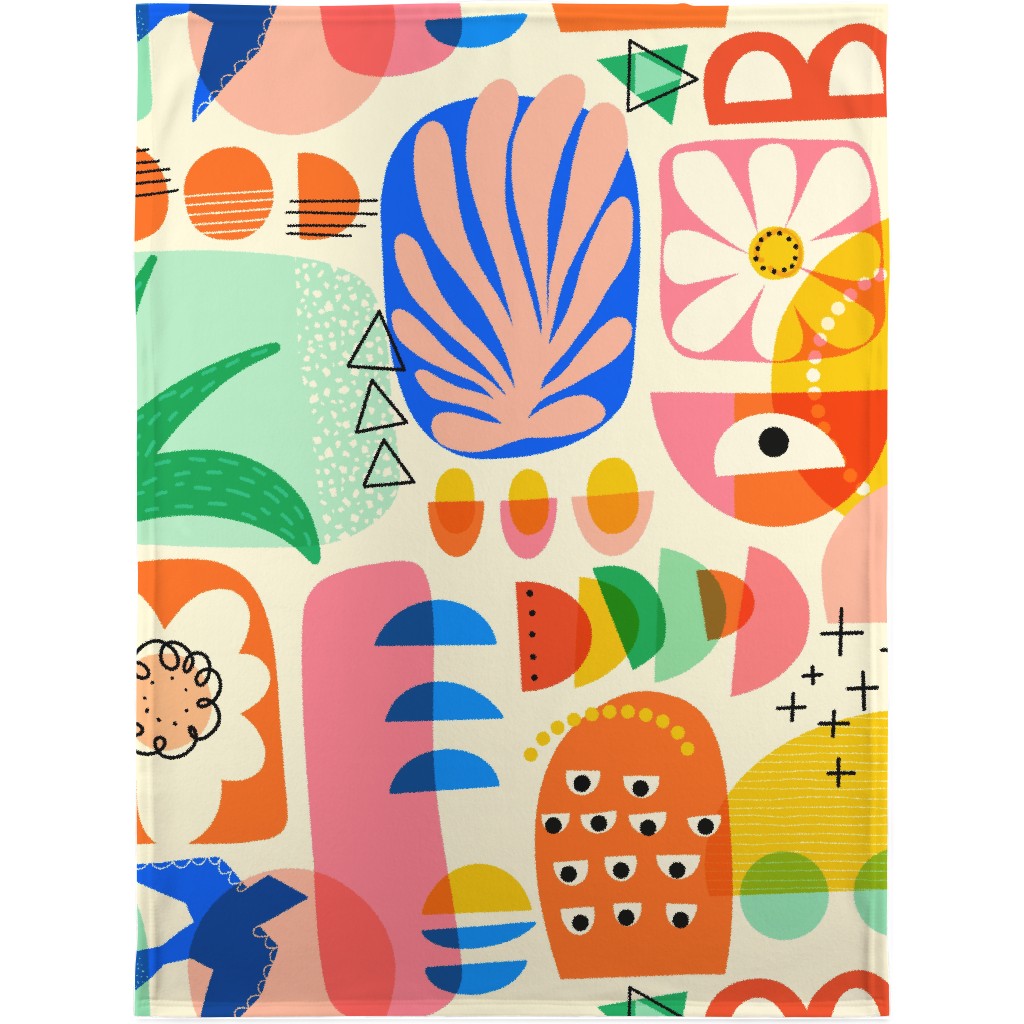 Abstract Shapes Modern Art Collage Blanket, Fleece, 30x40, Multicolor