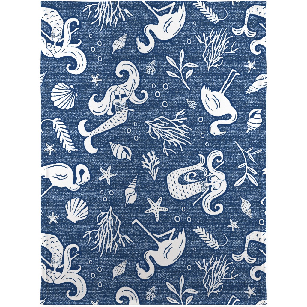 Beachy Keen - Blue Blanket, Fleece, 30x40, Blue, True Blue