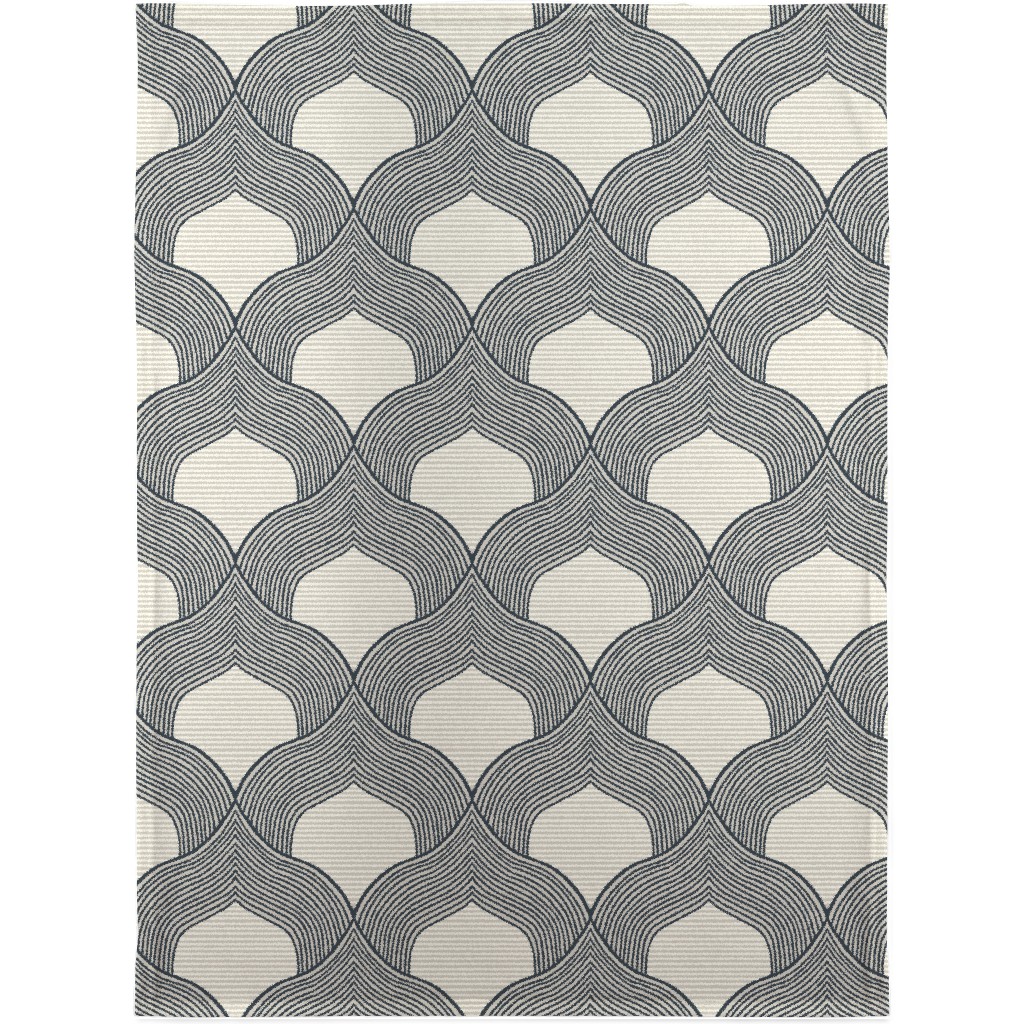 Plymouth - Navy & Beige Blanket, Fleece, 30x40, Beige, Pearl