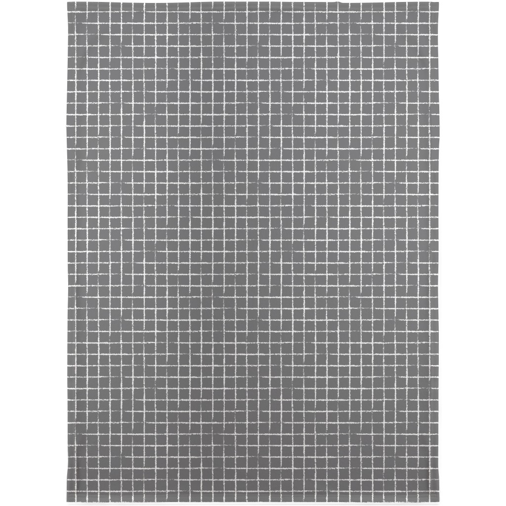 Minimalist Distorted Grid Blanket, Fleece, 30x40, Gray