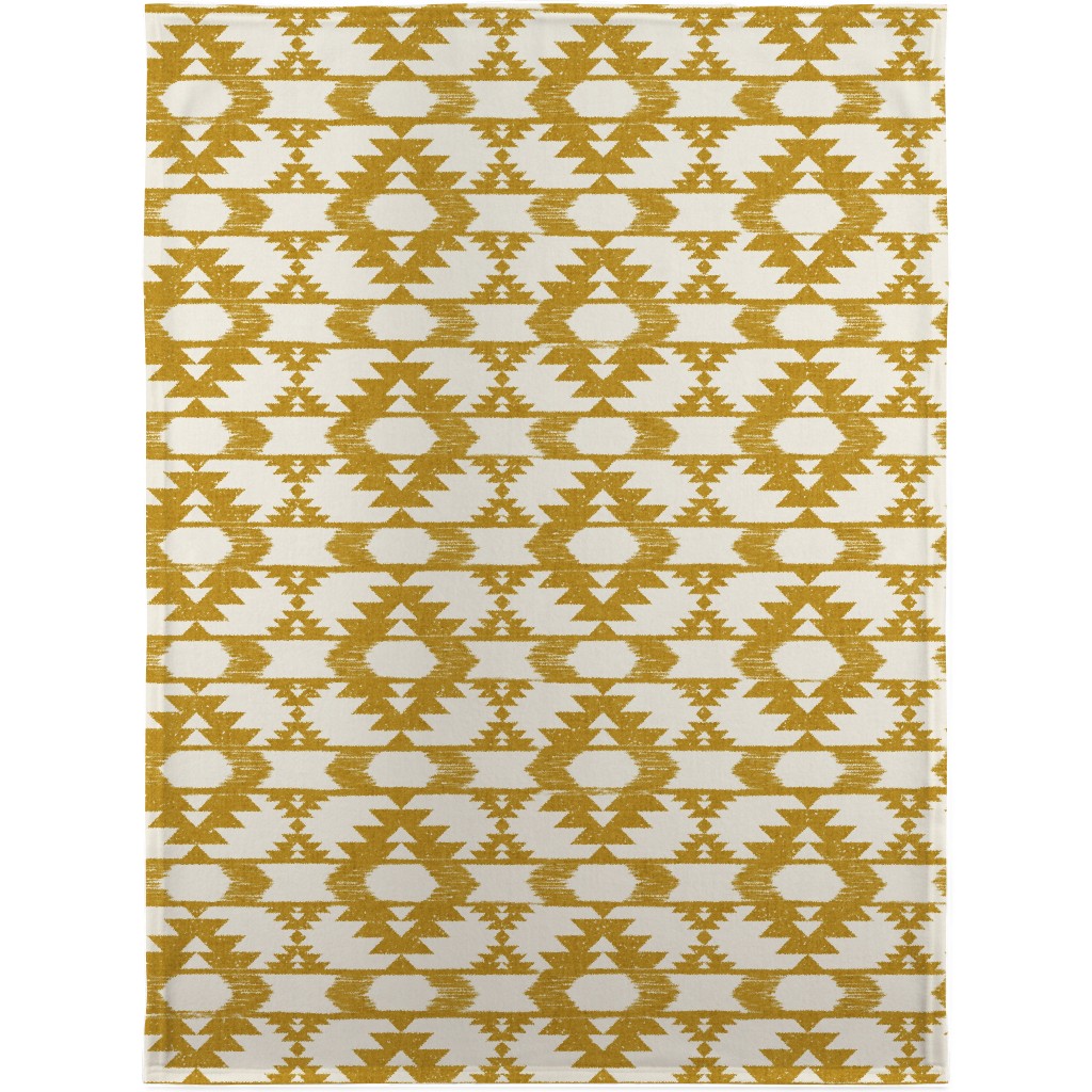 Modern Tribal Abstract Geometric - Yellow and White Blanket, Fleece, 30x40, Yellow, Classic Yellow
