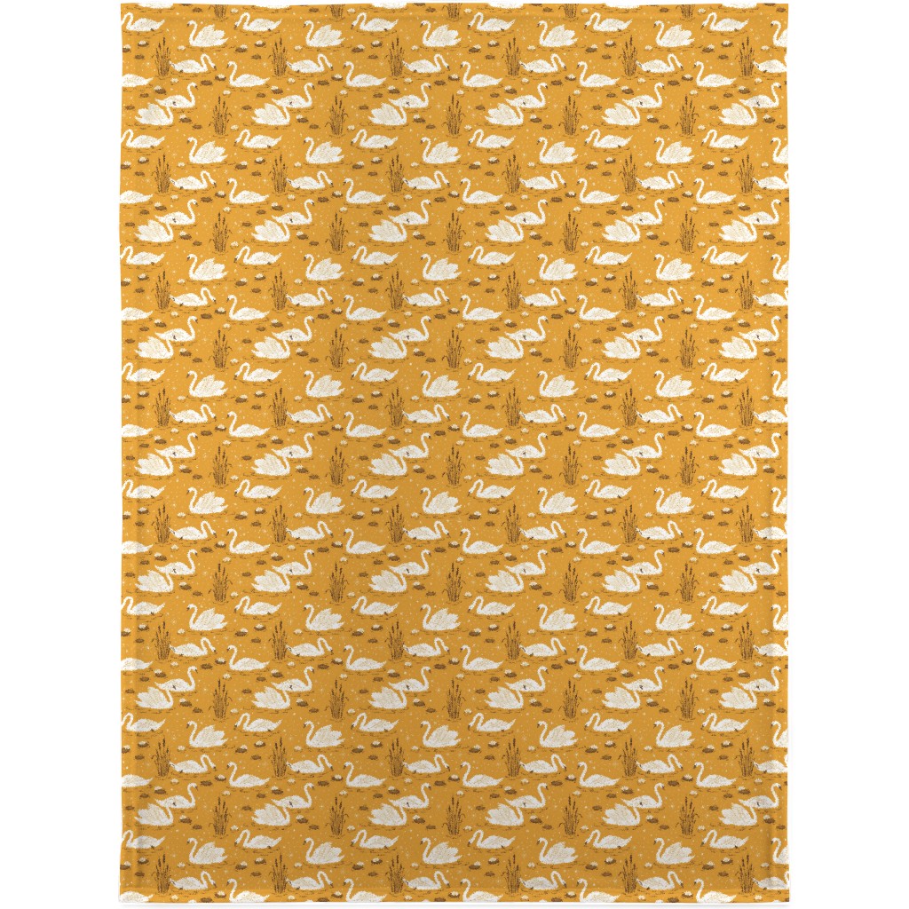 Summer Swans Blanket, Fleece, 30x40, Yellow, Mustard