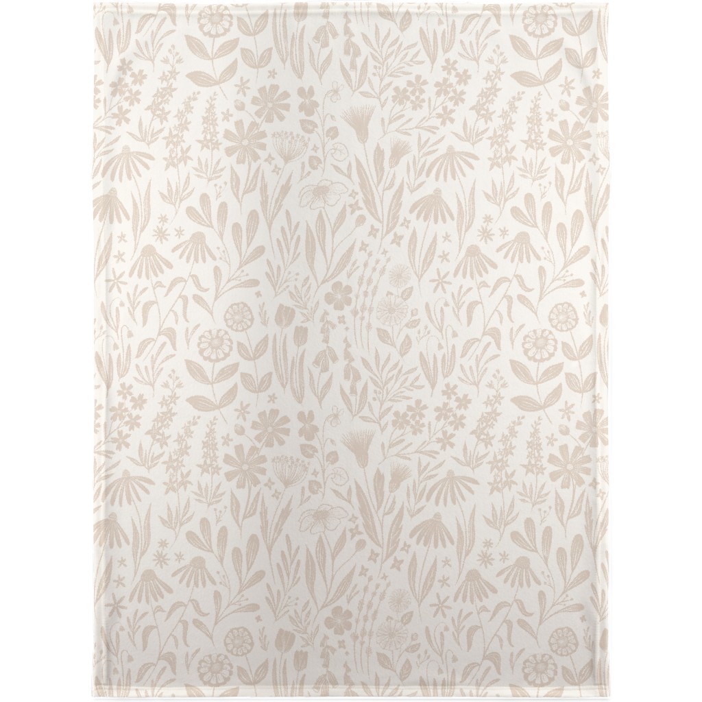 Wildflowers - Tan and Cream Blanket, Fleece, 30x40, Beige, Pearl