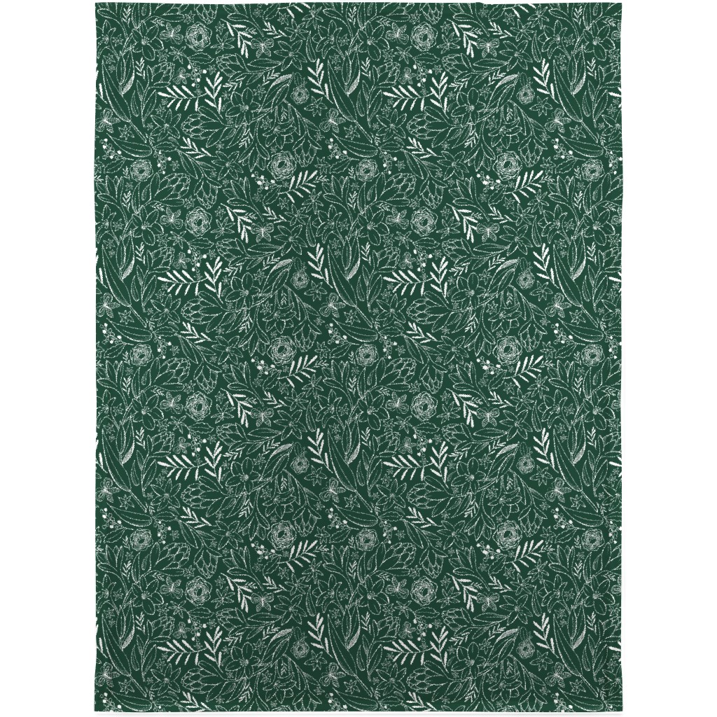 Botanical Sketchbook Blanket, Fleece, 30x40, Green