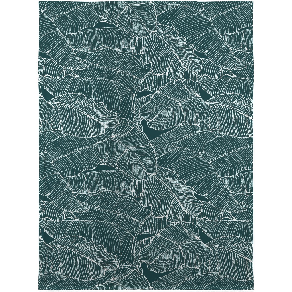 Banana Leaf - Teal Blanket, Fleece, 30x40, Green