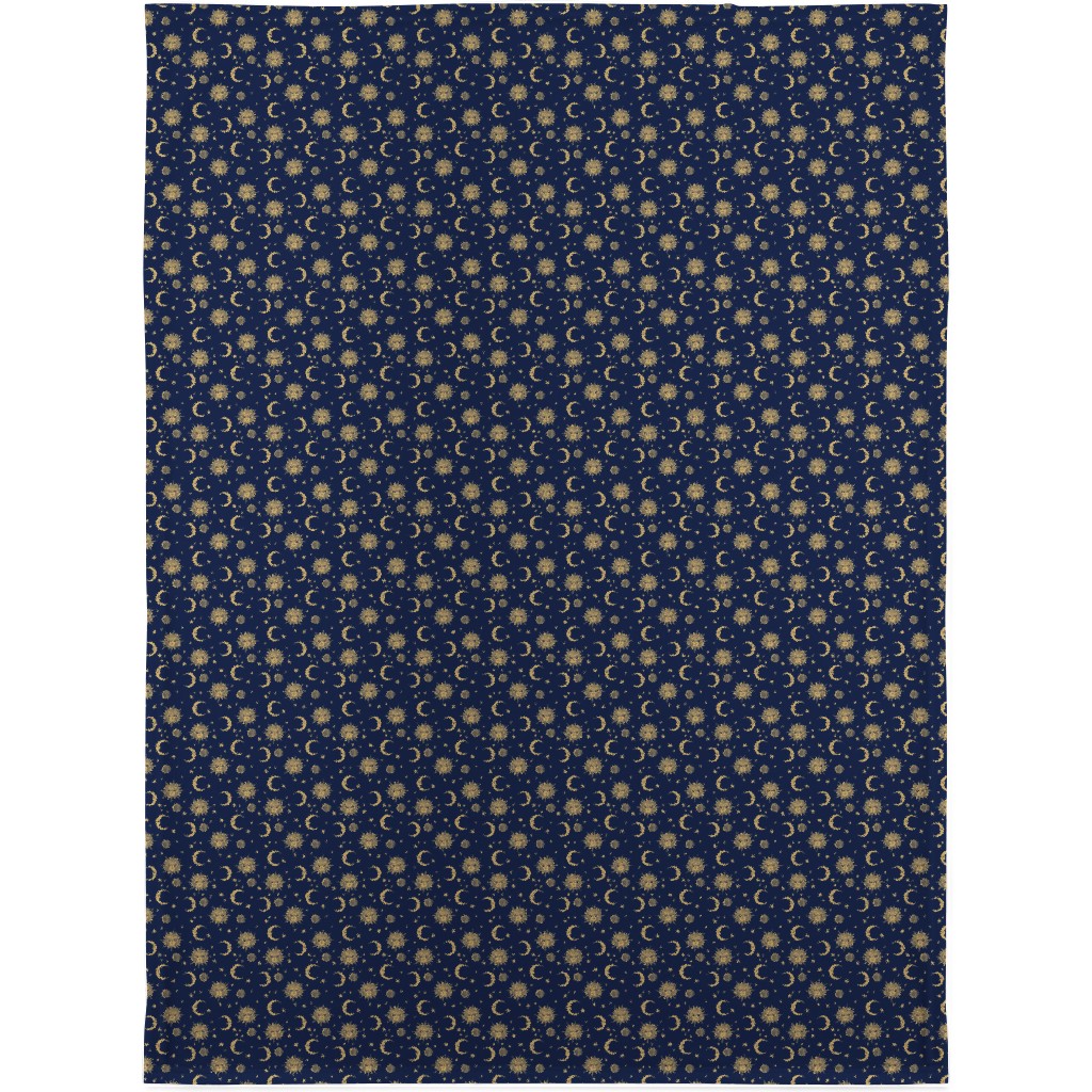 Sun Moon and Stars - Dark Blanket, Fleece, 30x40, Blue, True Blue